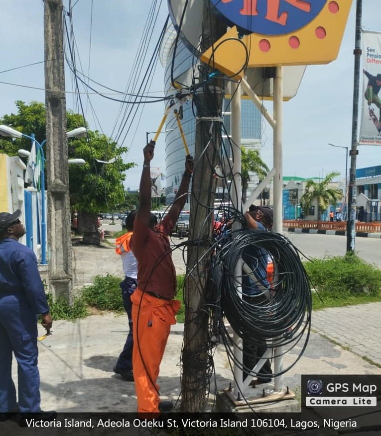 Enforcement of Sagging Cables in and around Lagos Metropolis at Adeola Odeku, Victoria Island Lagos
