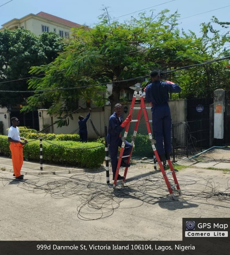 Enforcement of Sagging Cables in and around Lagos Metropolis at 999d  Danmola Str. Victoria Island, Lagos
